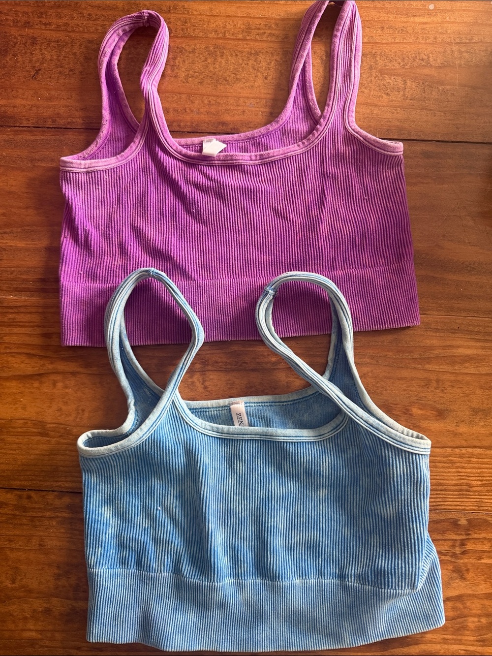 Zenana Outfitters Ribbed sports bra Duo - Purple & Light Blue